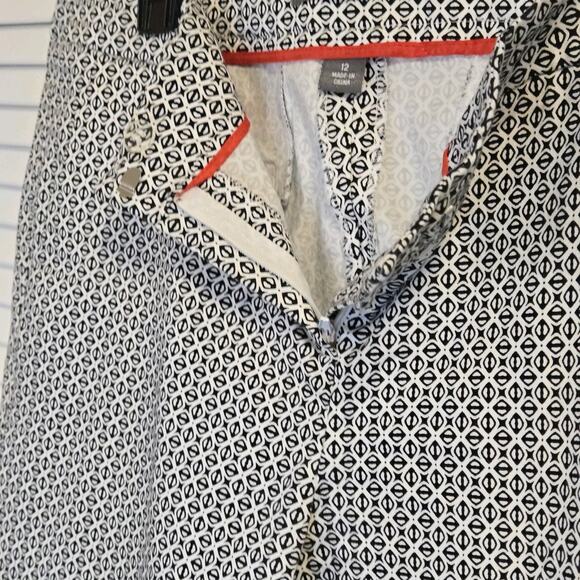 Donna Ricco Zip Black White Patterned Pants Size 12 25" Inseam Classic Y2K - Picture 1 of 7